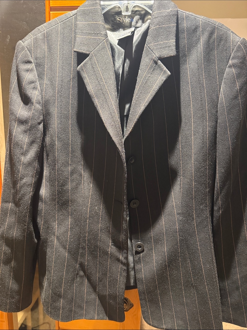 Women’s Black Pinstripe Blazer